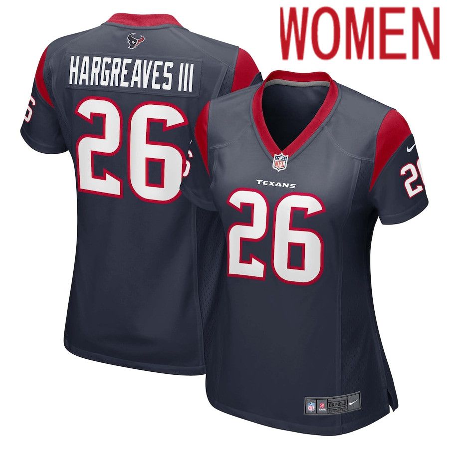 Women Houston Texans #26 Vernon Hargreaves III Nike Navy Game Player NFL Jersey->women nfl jersey->Women Jersey